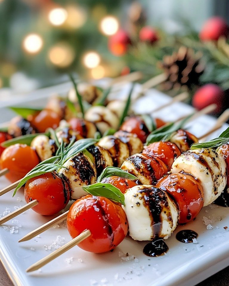 Mini Caprese Wreaths Skewers