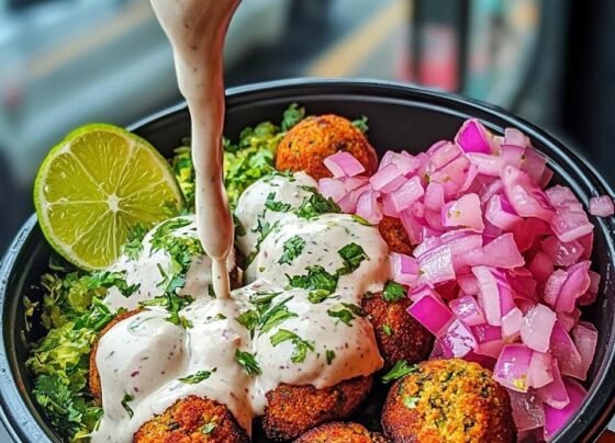 Falafel Bowls with Creamy Cilantro-Lime Dressing prepared at home with simple ingredients and clear steps.