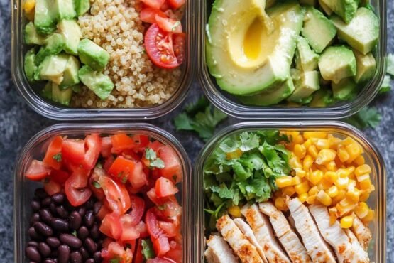 Make-Ahead Chicken & Veggie Burrito Bowls Recipe | Perfect Work Lunch Meal Prep prepared at home with simple ingredients and clear steps.