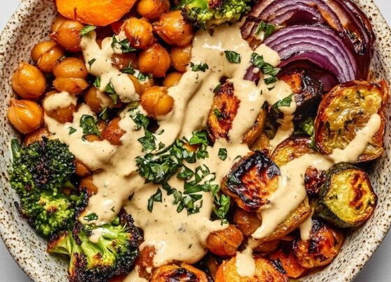 Roasted Veggie and Chickpea Bowl with Tahini Dressing prepared at home with simple ingredients and clear steps.