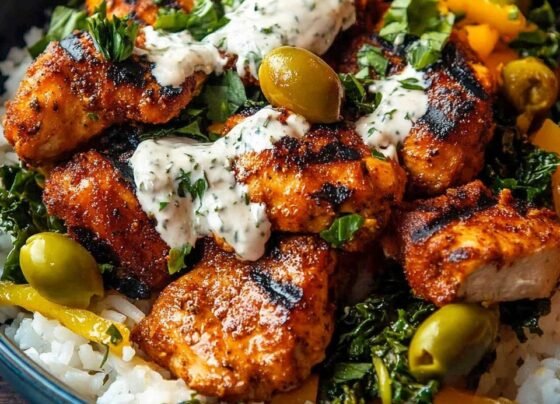 Greek Chicken Bowls with Tahini Feta Sauce prepared at home with simple ingredients and clear steps.