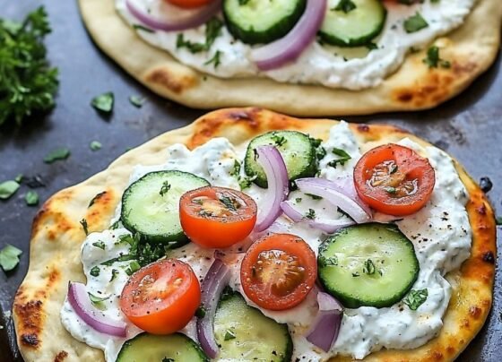 Tzatziki Chicken & Veggie Naan Pizza prepared at home with simple ingredients and clear steps.