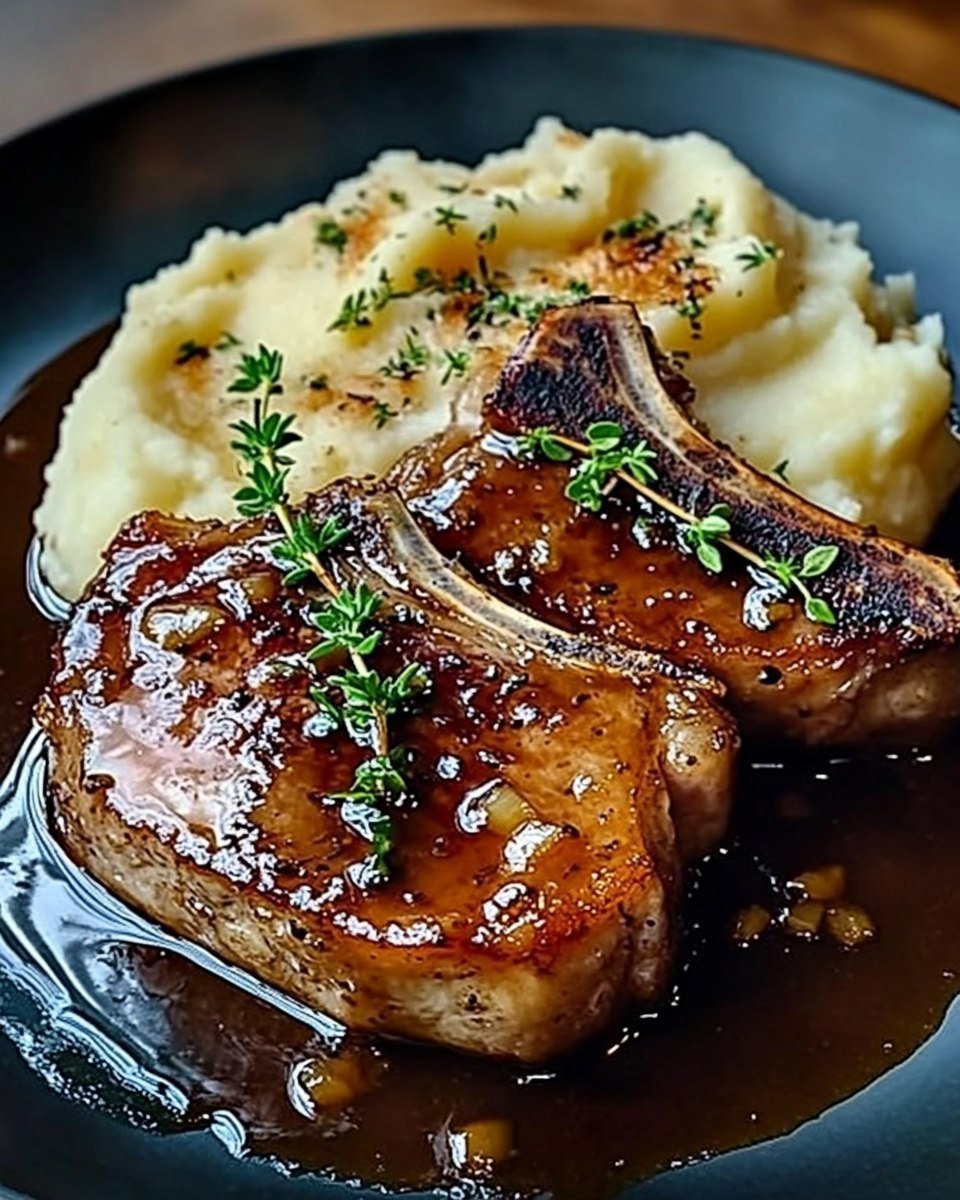 Buttery Garlic Beef Chops with Smooth Mashed Potatoes