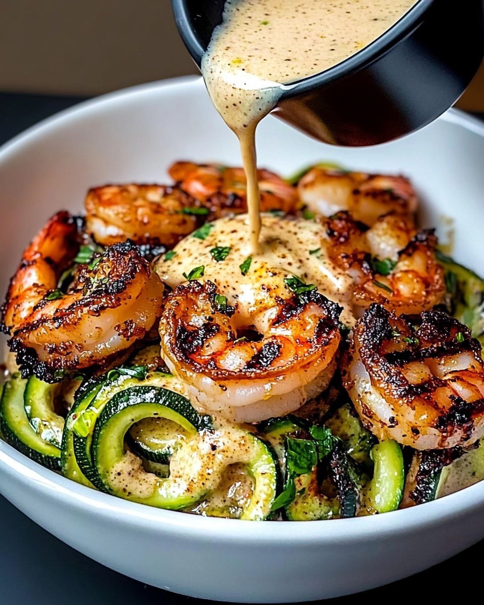 Grilled Shrimp Bowl with Zucchini & Creamy Sauce