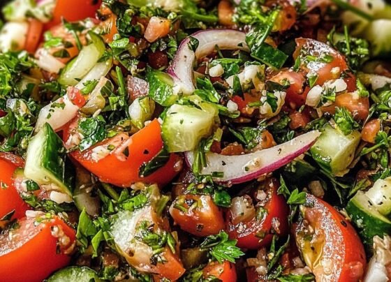 Simple Turkish Shepherd's Salad with Herbs prepared at home with simple ingredients and clear steps.