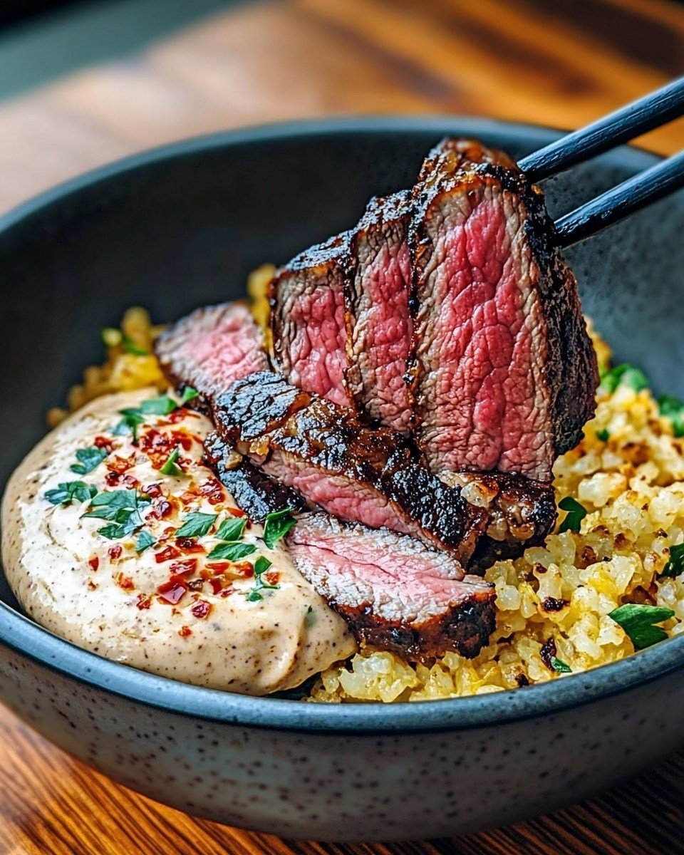 Steak Bites with Creamy Sauce & Cauliflower Rice