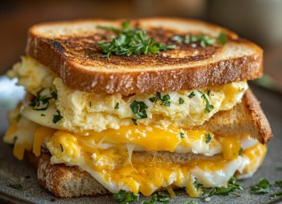 Scrambled Egg Grilled Cheese Sandwich | Perfect Comfort Food prepared at home with simple ingredients and clear steps.