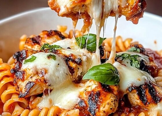 Cheesy Baked Chicken Parmesan with Fusilli prepared at home with simple ingredients and clear steps.