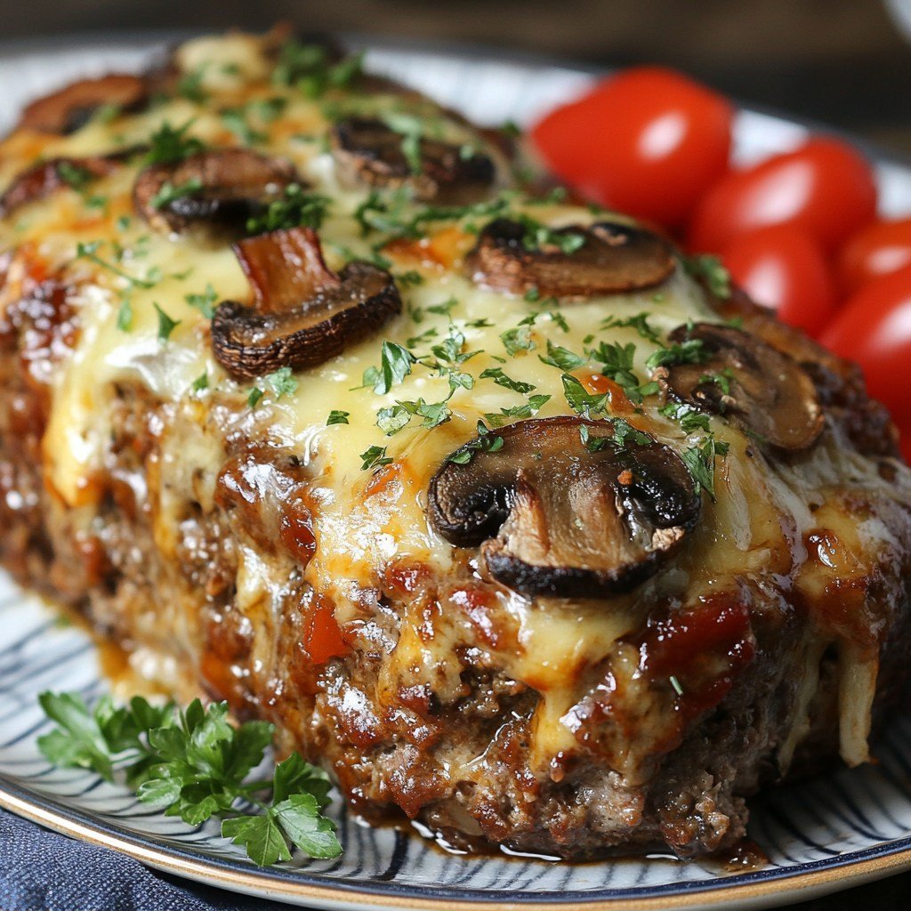 Beef Mushroom Swiss Cheese Meatloaf