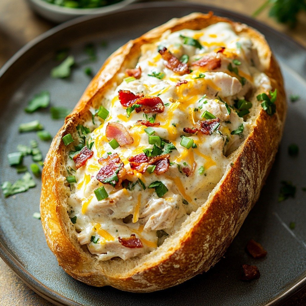 Savory Chicken Bacon Ranch Stuffed Bread