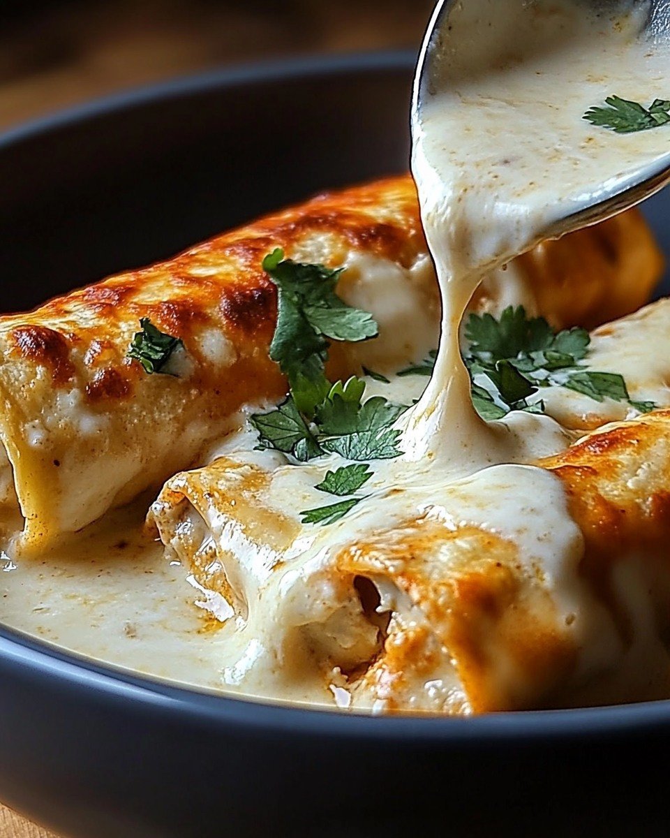 White Chicken Enchiladas with Sour Cream Sauce