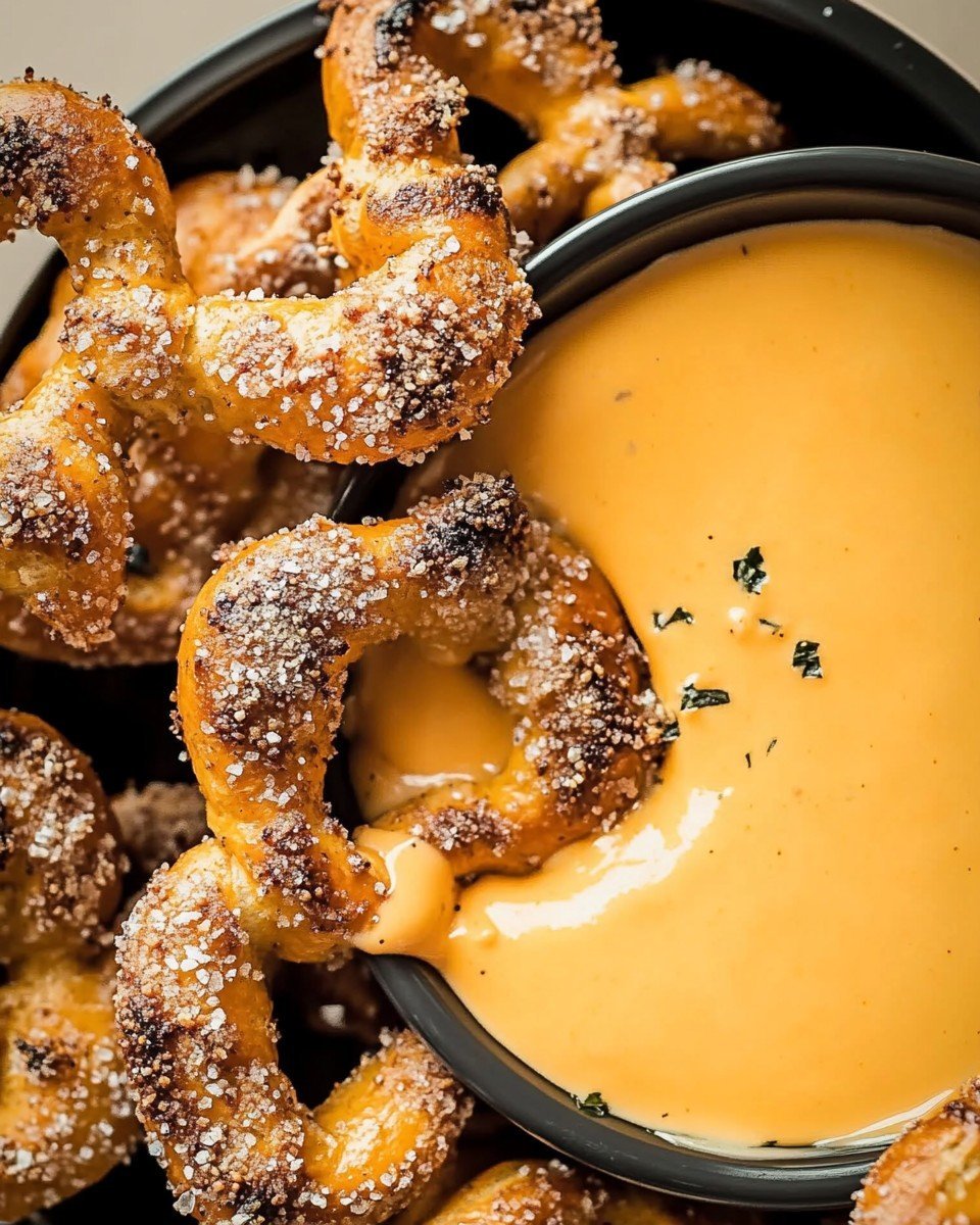 Mini Ranch Pretzels with Buffalo Cheese Sauce
