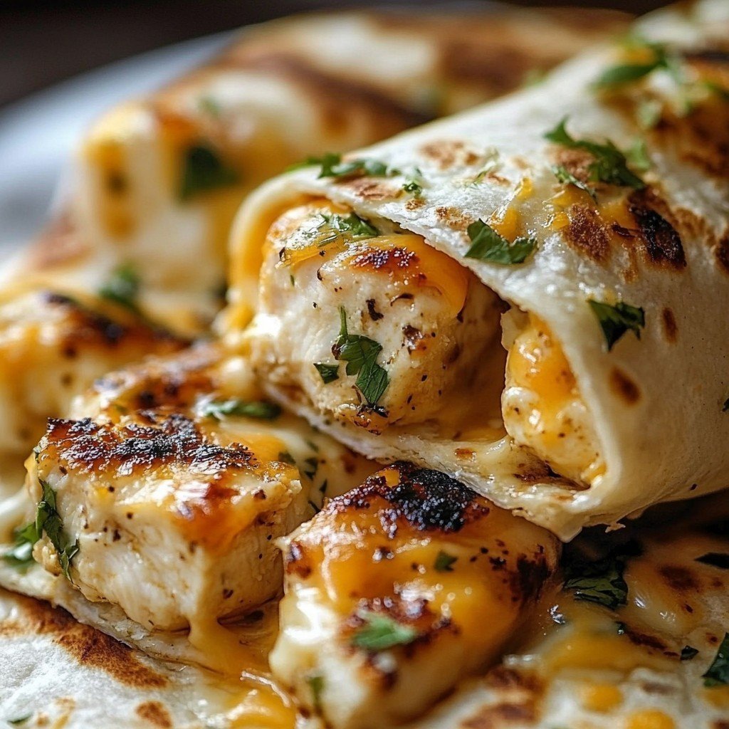 Cheesy Garlic Chicken Wraps