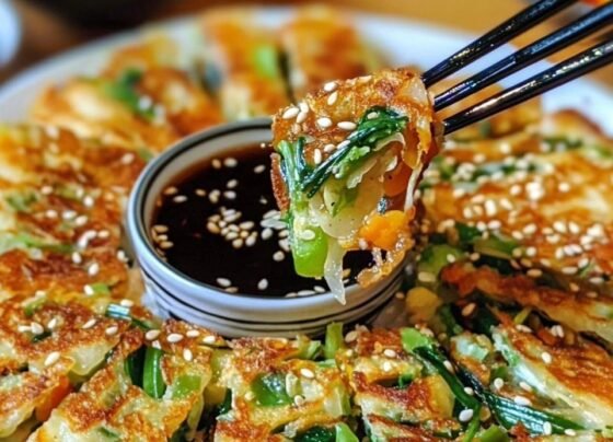 Crispy Vegetable Pancakes with Asian Dipping Sauce Recipe prepared at home with simple ingredients and clear steps.