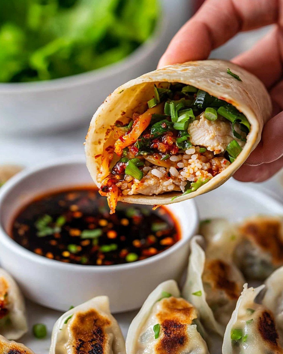 Smashed Chicken Gyoza with Kimchi & Rice