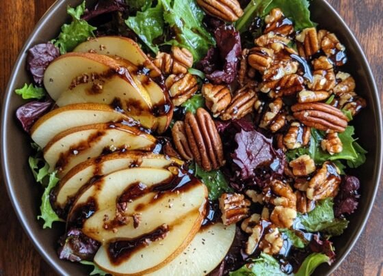 Autumn Pear & Pecan Salad with Balsamic Dressing prepared at home with simple ingredients and clear steps.