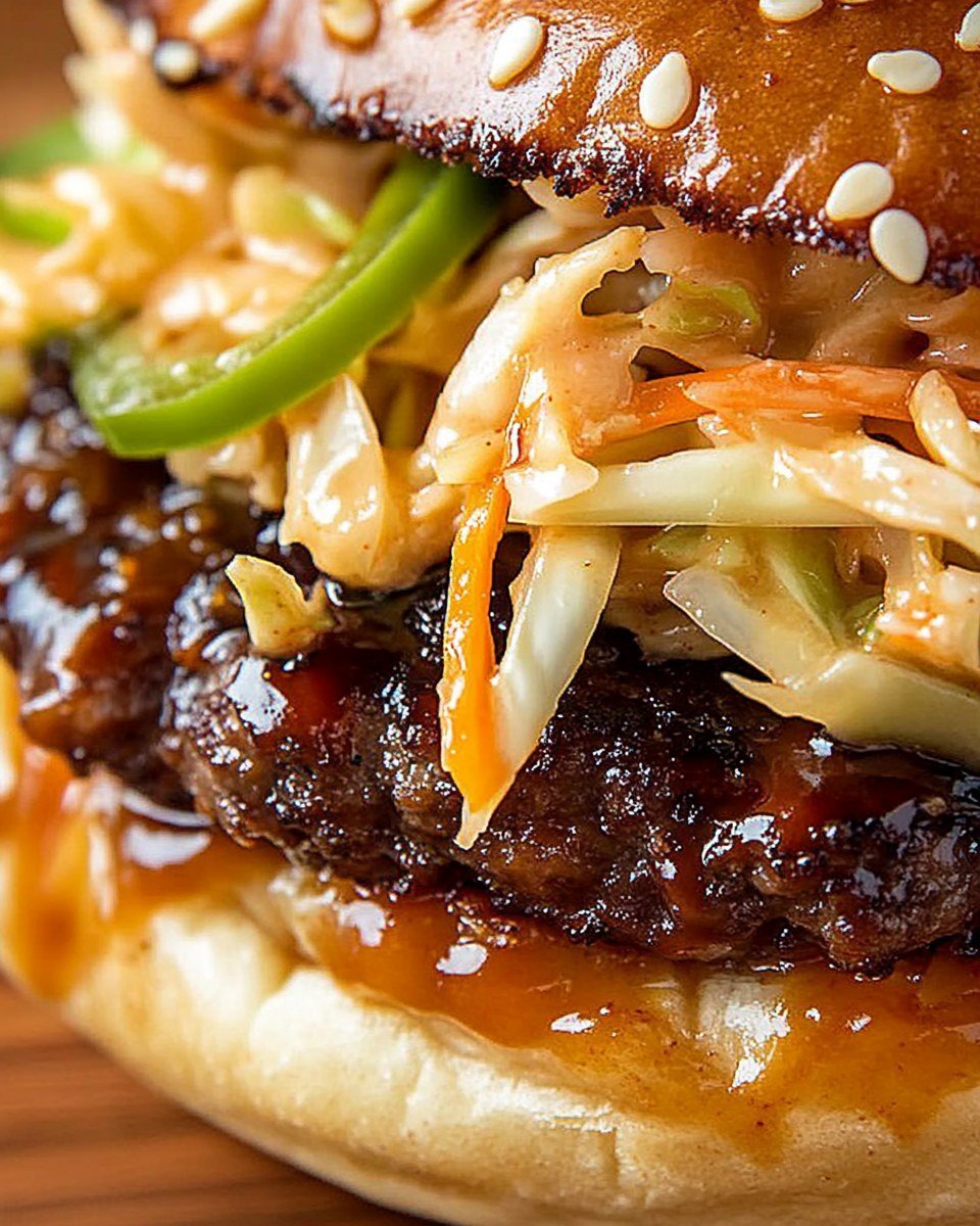Korean BBQ Burger with Kimchi Slaw