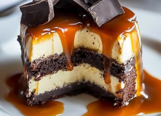 Caramel Brownie Cheesecake prepared at home with simple ingredients and clear steps.