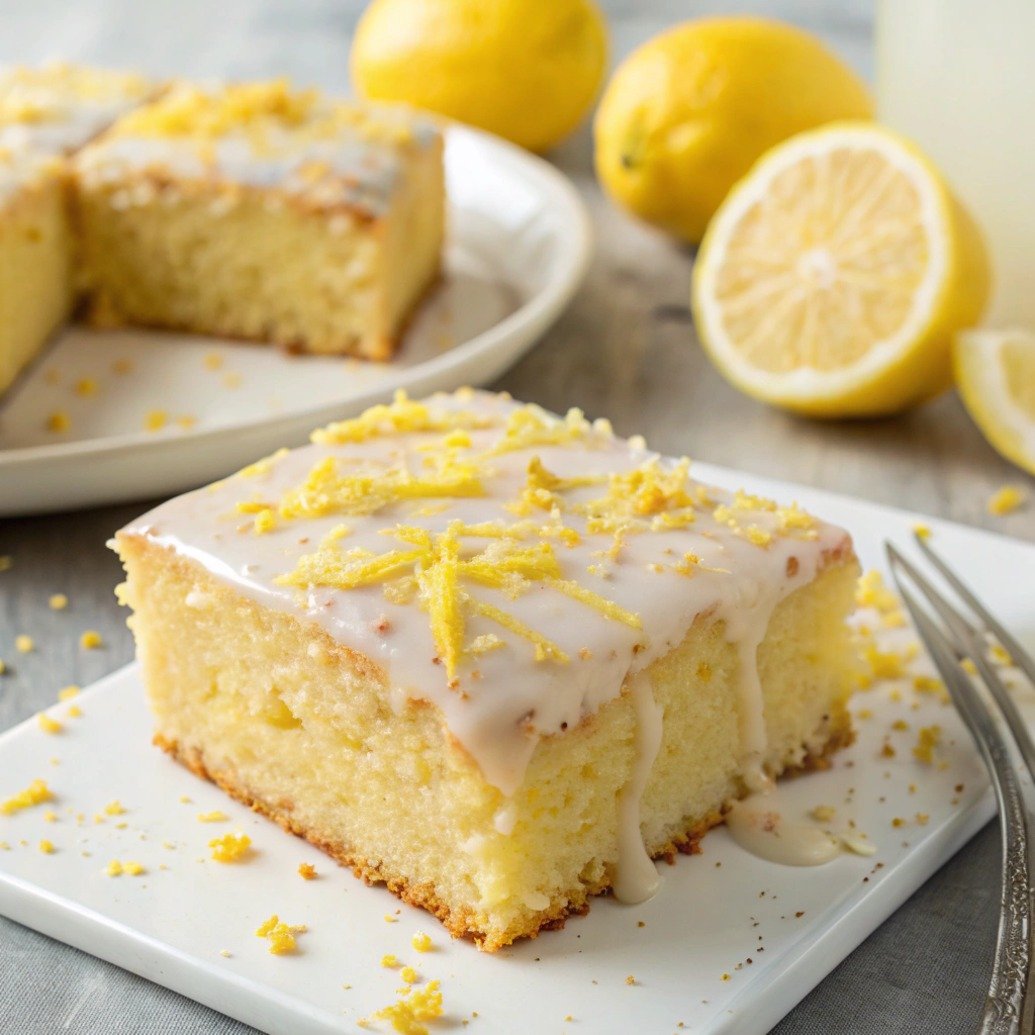 Lemon Pudding Sheet Cake