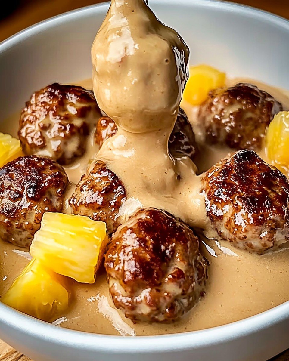 Sweet and Sour Meatballs with Creamy Pineapple Sauce