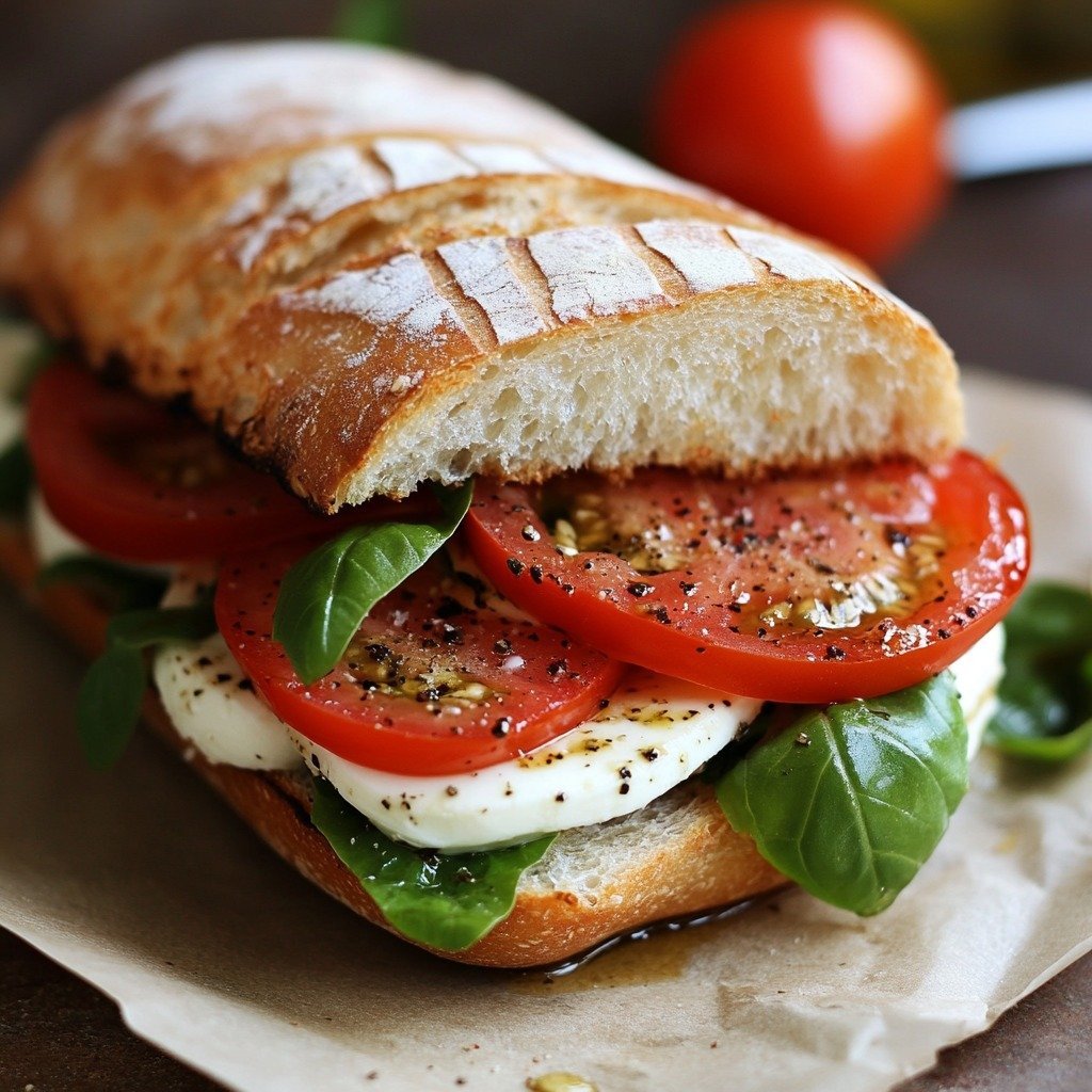 Caprese Sandwich with Fresh Mozzarella & Tomatoes