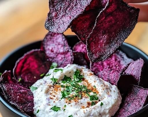 Roasted Beet Chips with Whipped Feta Dip prepared at home with simple ingredients and clear steps.
