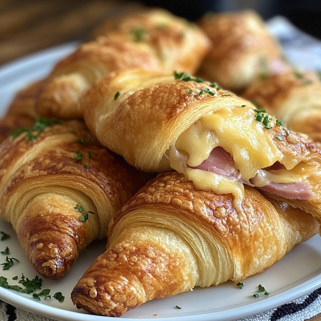 Flaky Cheese & Turkey Ham Croissants