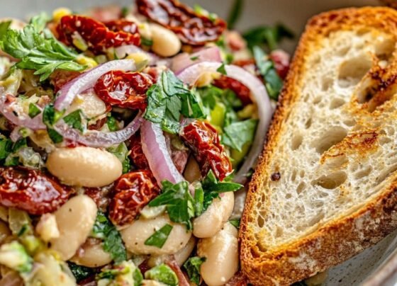 Marinated Sun-Dried Tomato Bean Salad prepared at home with simple ingredients and clear steps.