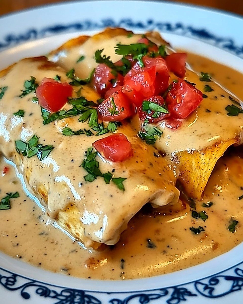 Boudin Chimichangas with Crawfish Cream Sauce