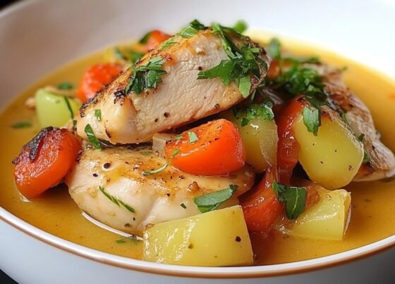 Juicy One-Pot Chicken Stew with Potatoes and Carrots prepared at home with simple ingredients and clear steps.
