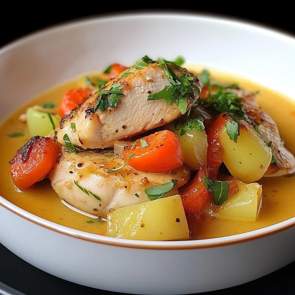 Juicy One-Pot Chicken Stew with Potatoes and Carrots