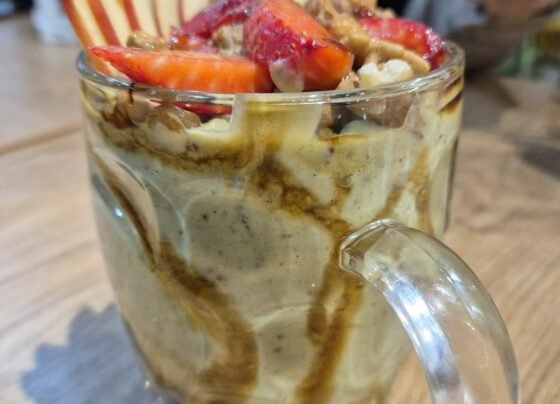 Creamy Avocado Smoothie Parfait with Apple